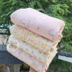 Khăn tắm xô muslin 2 lớp cao cấp không xù, không bụi vải cho bé size 90x105