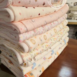 Chăn xô muslin mix lông cừu cho bé 100x140